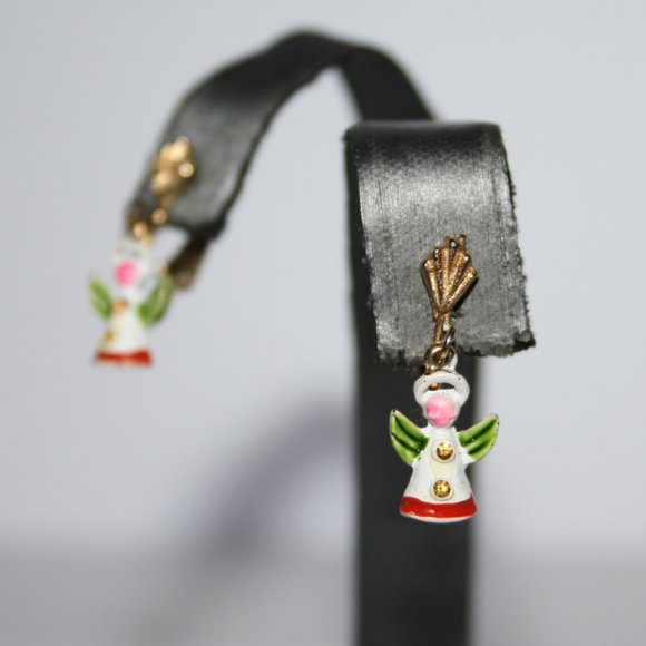 Vintage gold angel Christmas screw on earrings - Picture 1 of 3